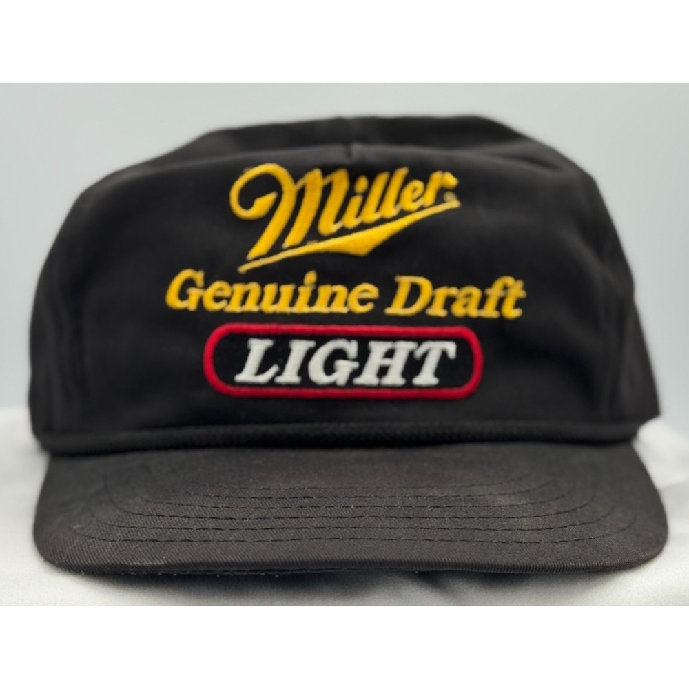Vintage Miller Genuine Draft Light Snapback Hat / Cap - Black - Never Worn?